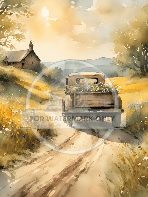 A4 Sunday Drive Rice Paper DC755 - Decoupage Central