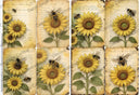 A4 Sunflower Letters & Bee Rice Paper DC934 - Decoupage Central