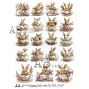 A4 Teacup Bunny Parade Rice Paper AB Studios 7590 - Decoupage Central