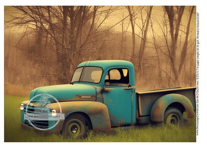 A4 Texas Truck Rice Paper DC097 - Decoupage Central