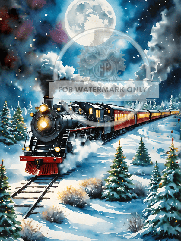 A4 The Christmas Express Train Rice Paper DC543 - Decoupage Central