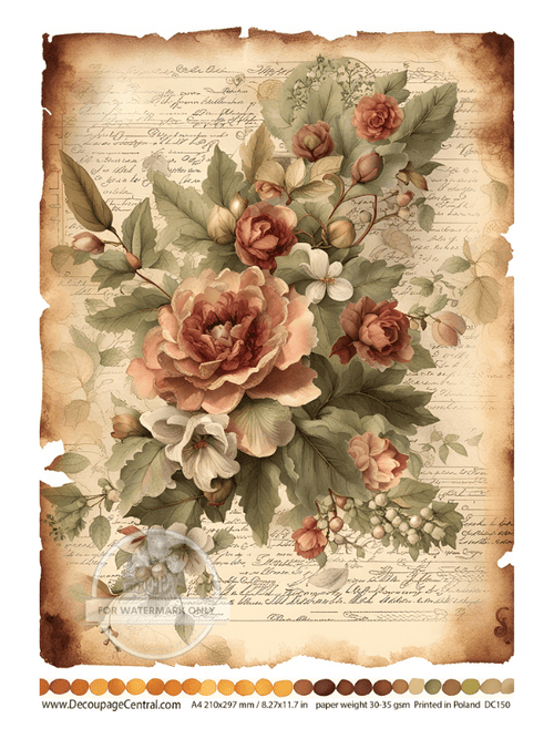 A4 The first Bouquet Rice Paper DC150 - Decoupage Central
