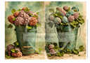 A4 The Old Bucket Summer Hydrangeas Rice Paper DC525 - Decoupage Central