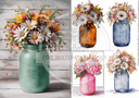 A4 The Old Jar of Flowers Multi Decoupage Rice Paper DC529 - Decoupage Central