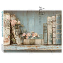 A4 The Rustic Blue Bookshelf Milky Valley ID633 - Decoupage Central