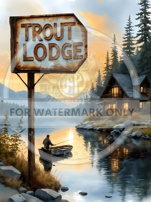 A4 The Trout Lodge Rice Paper DC728 - Decoupage Central