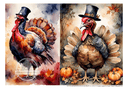 A4 Turkey Day Duo Rice Paper DC379 - Decoupage Central