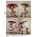 A4 Umbrella Friends Quad Rice Paper AB Studios 6746 - Decoupage Central