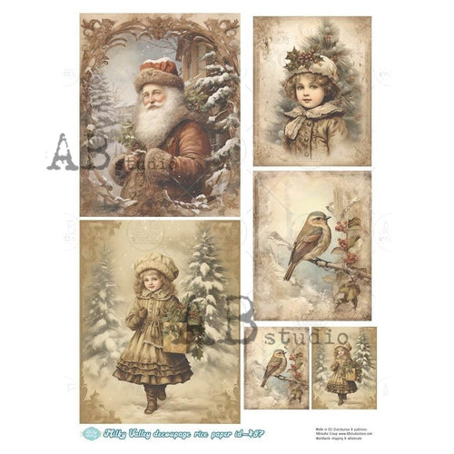 A4 Victorian Christimas Multi Rice Paper Milky Valley ID 487 - Decoupage Central