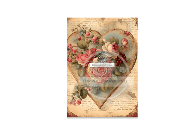 A4 Victorian Heart Rice Paper DC220 - Decoupage Central