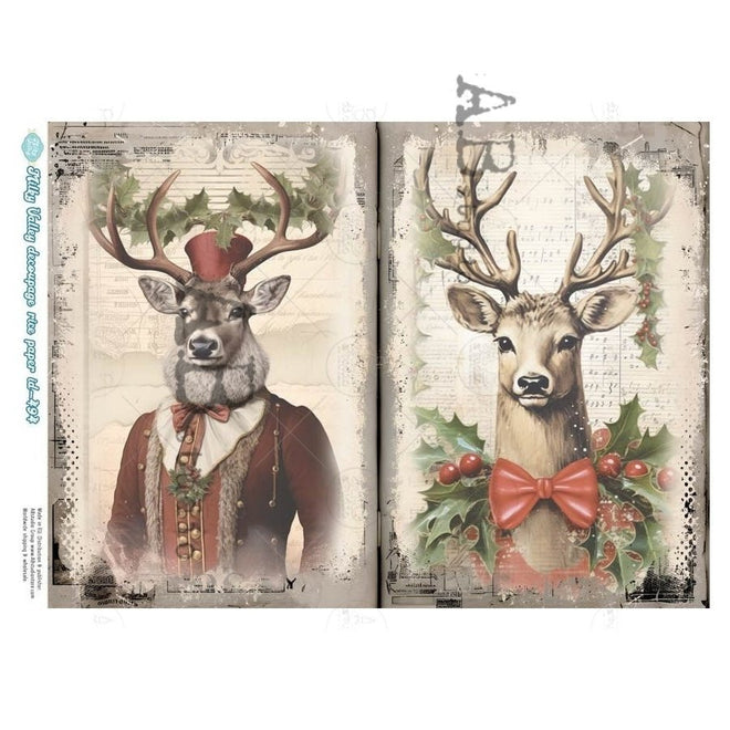 A4 Victorian Stag DUO Rice Paper Milky Valley ID 494 - Decoupage Central
