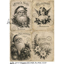 A4 Vintage Christmas Greetings AB Studios Rice Paper 8006 - Decoupage Central