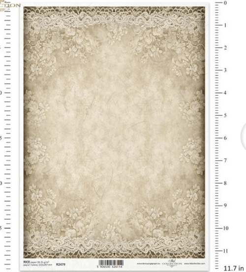 A4 Vintage Doily borders Background From ITD Collection R2479 - Decoupage Central