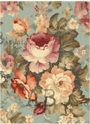 A4 Vintage Green Cottage Rose Milky ID160 - Decoupage Central
