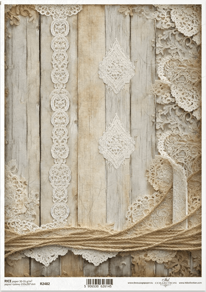 A4 Vintage Lace and Wood From ITD Collection R2482 - Decoupage Central