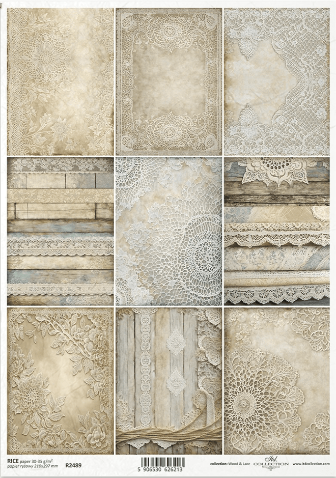 A4 Vintage Lace Multi Background From ITD Collection R2489 - Decoupage Central