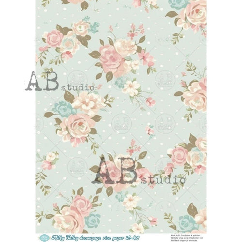 A4 Vintage Rose Background Milky Valley Rice Paper ID48 - Decoupage Central