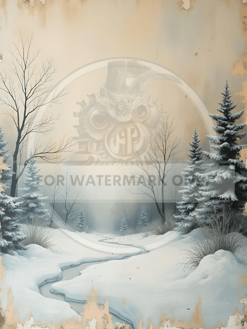 A4 Vintage Winter Landscape Decoupage Rice Paper DC571 - Decoupage Central