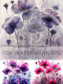 A4 Violet & Pink Wildflowers Rice Paper DC692 - Decoupage Central