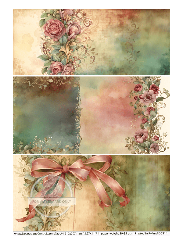 A4 Wallpaper Samples Decoupage Rice Paper DC314 - Decoupage Central
