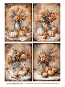 A4 Watercolor Pumpkins 4 design page Rice Paper DC111 - Decoupage Central