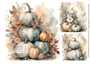 A4 Watercolor Stacked Pumpkin Trio Rice Paper DC348 - Decoupage Central