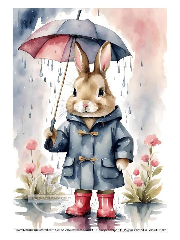 A4 Wet Hare Decoupage Rice Paper DC306 - Decoupage Central