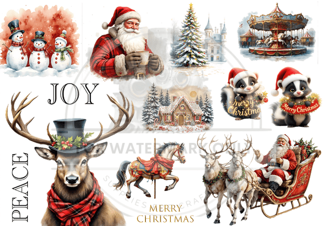 A4 Whimsy & Wonder Christmas Sampler Rice Paper DC822 - Decoupage Central
