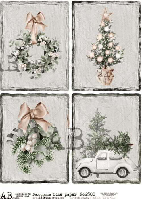 A4 White Christmas Icon Quad AB Studios 2500 - Decoupage Central