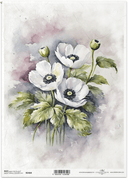 A4 White Flower ITD Collection Decoupage Paper R2468 - Decoupage Central