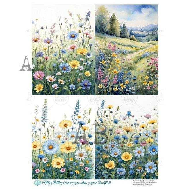 A4 Wildflower Symphony Quad Milky Valley ID631 - Decoupage Central