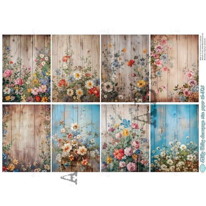 A4 Wildflower Whimsy Beadboard Multi Milky Valley 741 - Decoupage Central
