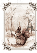 A4 Winter Birds SEPIA Rice Paper, AB Studios 2053 - Decoupage Central