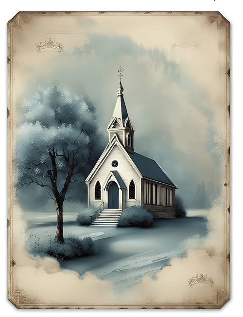 A4 Winter Church Rice Paper DC136 - Decoupage Central
