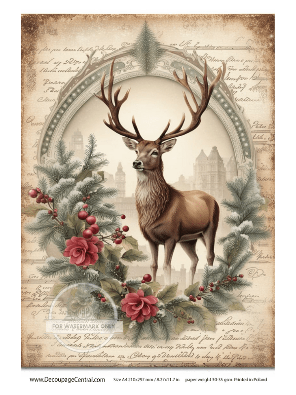 A4 Winter Stag Rice Paper DC127 – Decoupage Central