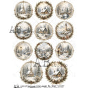 A4 Winter Wonderland Medallions AB Studios Rice Paper 8067 - Decoupage Central
