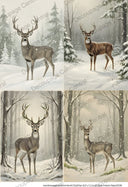 A4 Winter Woodland Deer Collection Rice Paper DC995 - Decoupage Central