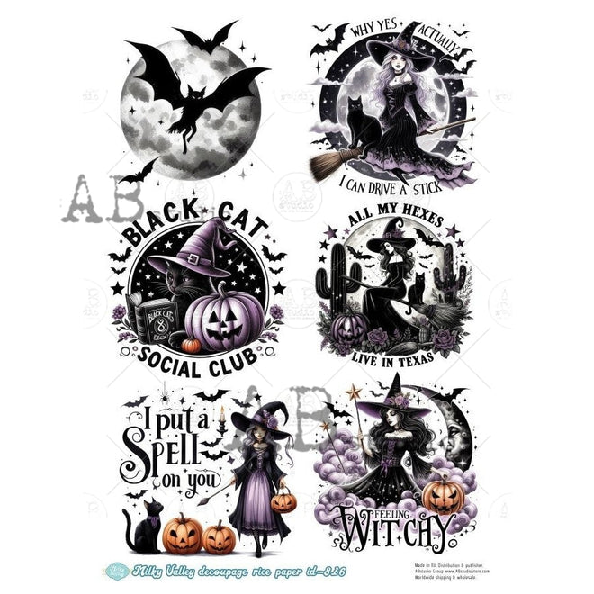 A4 Witch Whimsy Rice Paper AB Studios Milky 816 - Decoupage Central