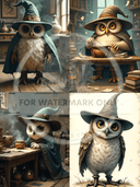 A4 Wizard Owl Rice Paper DC592 - Decoupage Central