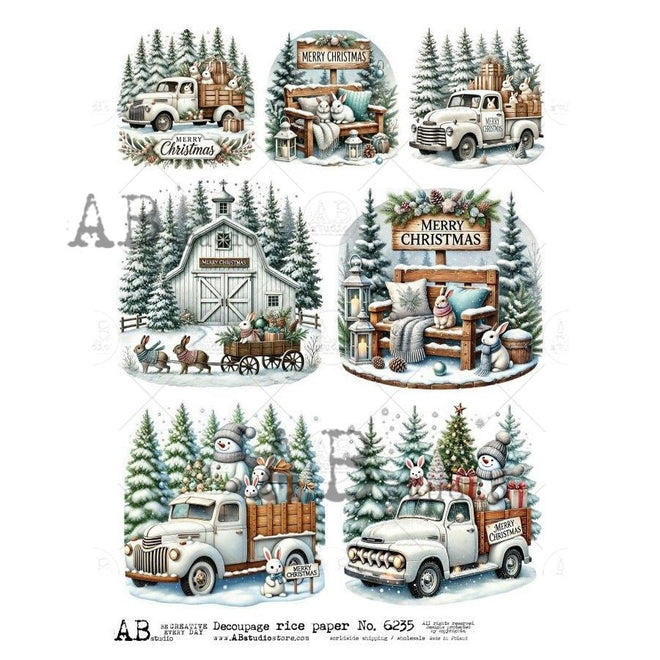 A4 Woodland Christmas Charm Multi AB Studios 6235 - Decoupage Central