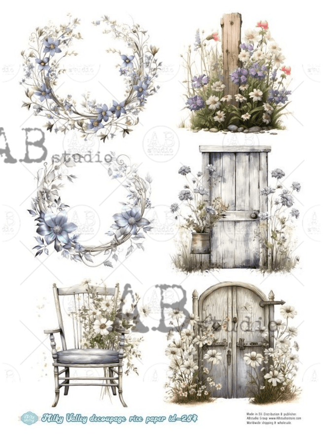 A4 Wreaths and Doors Milky ID284 - Decoupage Central