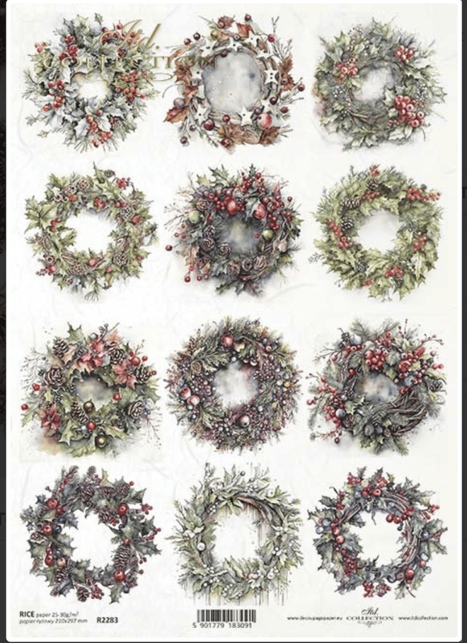 A4 Wreaths , ITD Rice Paper R2283 - Decoupage Central