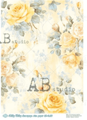 A4 Yellow Rose Background Milky ID310 - Decoupage Central