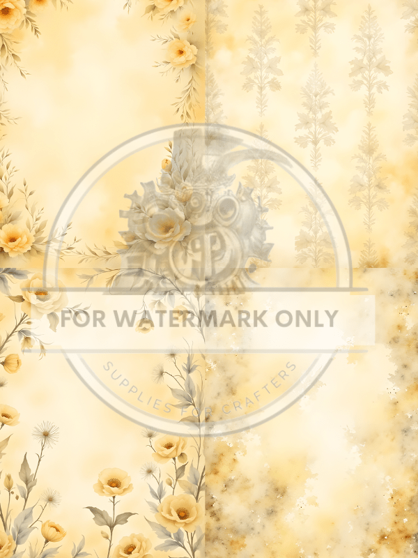 A4Yellow Background Quad Rice Paper DC693 - Decoupage Central