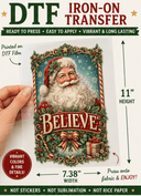 BELIEVE DTF Iron-On Transfer 7.38" x 11" - Decoupage Central