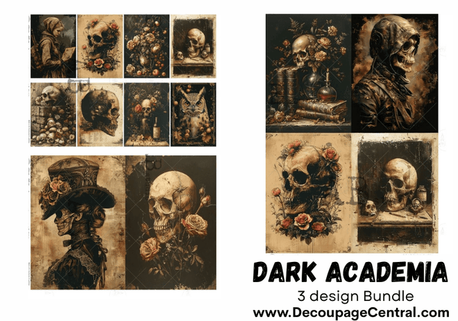 Bundle: Dark Academia , 3 A4 Designs - Decoupage Central