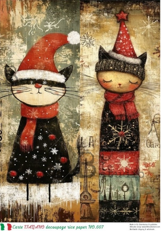 A4 Carte 607 Whiskered Christmas Carte Italiano
