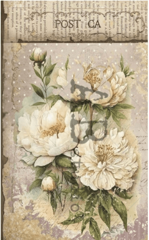 Cream Cottage Floral Duo Rice Paper AB Studios ID74 - Decoupage Central