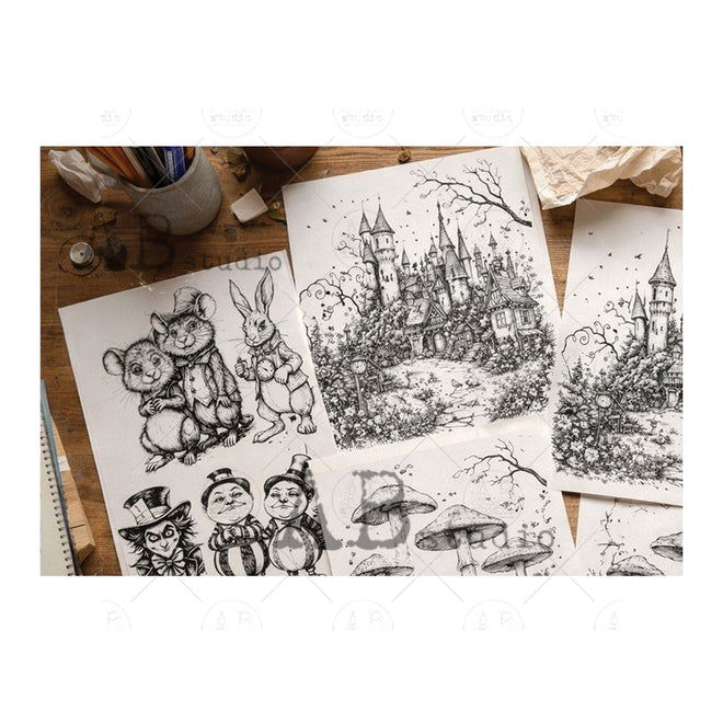 AB Studios Follow the Rabbit Cut & Collage COLORING Book  for journaling/cardmaking/ crafting