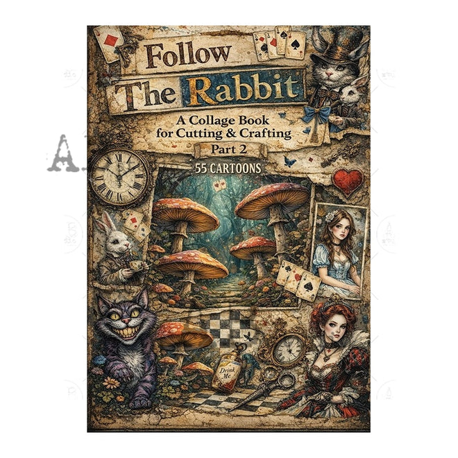 AB Studios Follow the Rabbit Cut & Collage Book Part 2 journaling/cardmaking/crafting 50 pages